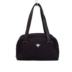 Auth BOTTEGA VENETA - 981465 Dark Brown Cotton Leather Handbag